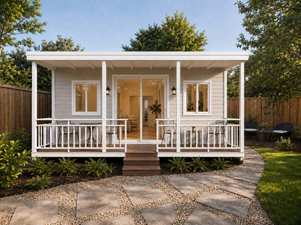 OwnSpace 20 exterior with full balcony and wide sliding entrance door